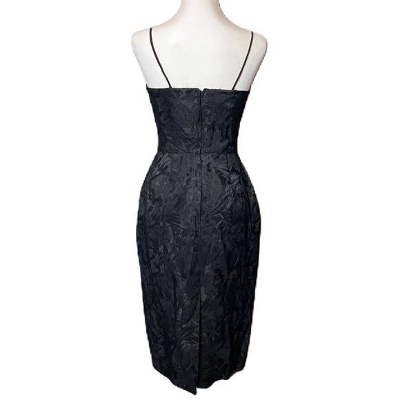 Vintage Women’s Black Floral Spaghetti Strap Acetate Sheath Midi Dress, Size 6 - Picture 2 of 9